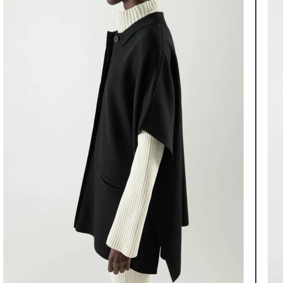 COS Knitted Hybrid-Cape Button Up Poncho Cardigan Sweater in Black One Size - Picture 6 of 14